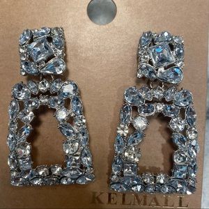 Kelmall chunky earrings, fake diamond stones. New.